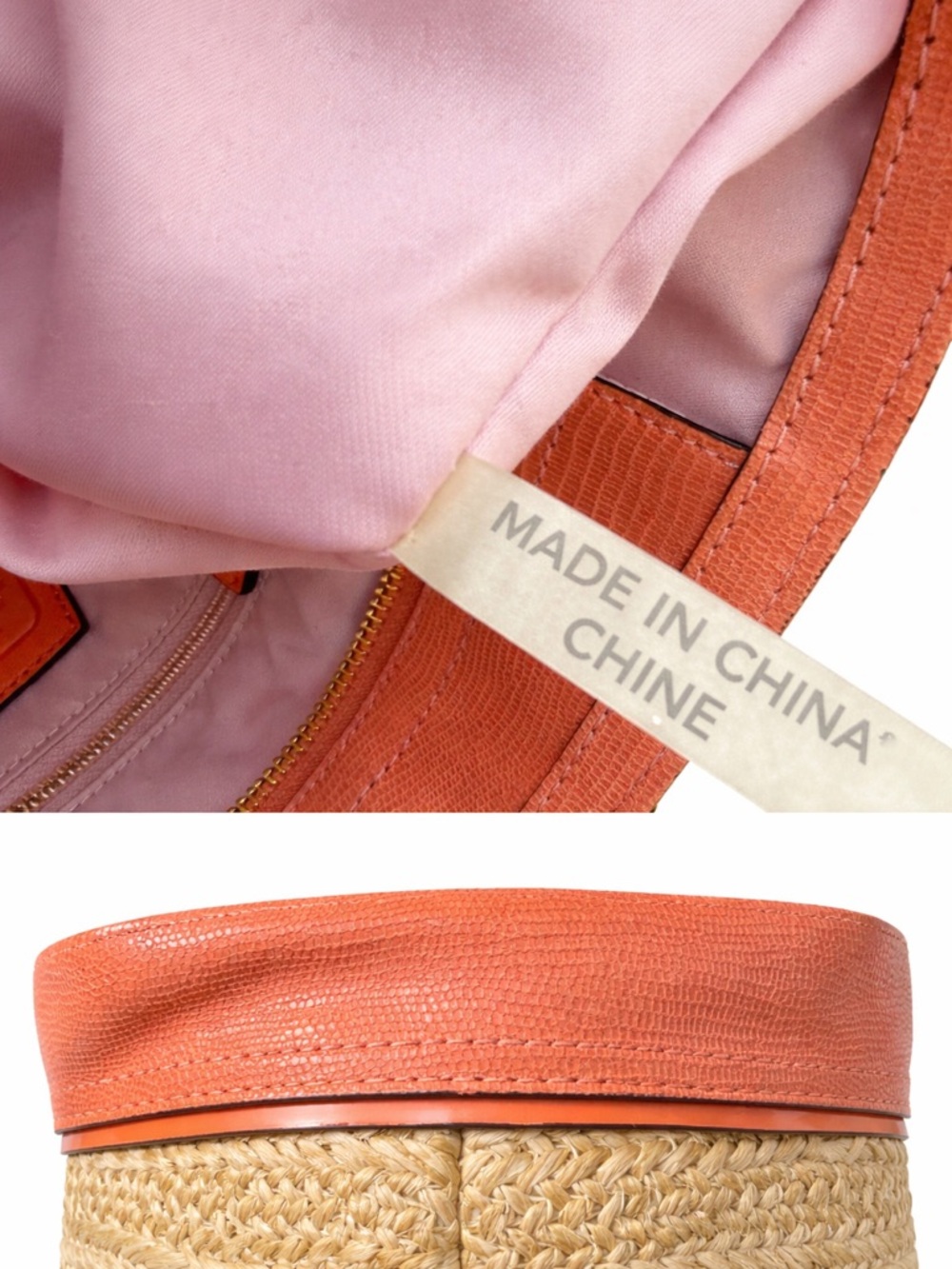 Coach Alexandra 2013 Studded Patent Straw Tote with Leather &Coach Charm .. - Picture 9 of 10
